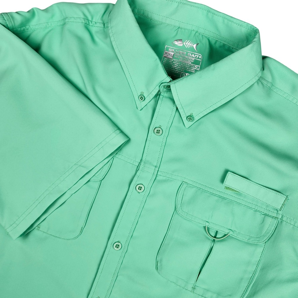 SILVER BAIT Short Sleeve Fishing Shirt Mens XXL Seafoam Green Outdoors Boating